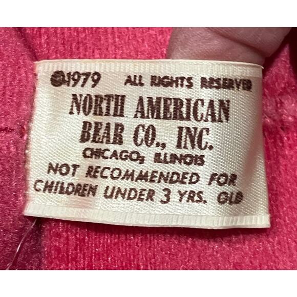 Vintage 1979 North American Bear Co HOT PINK TEDDY BEAR 20" Stuffed Plush Toy - Picture 8 of 9